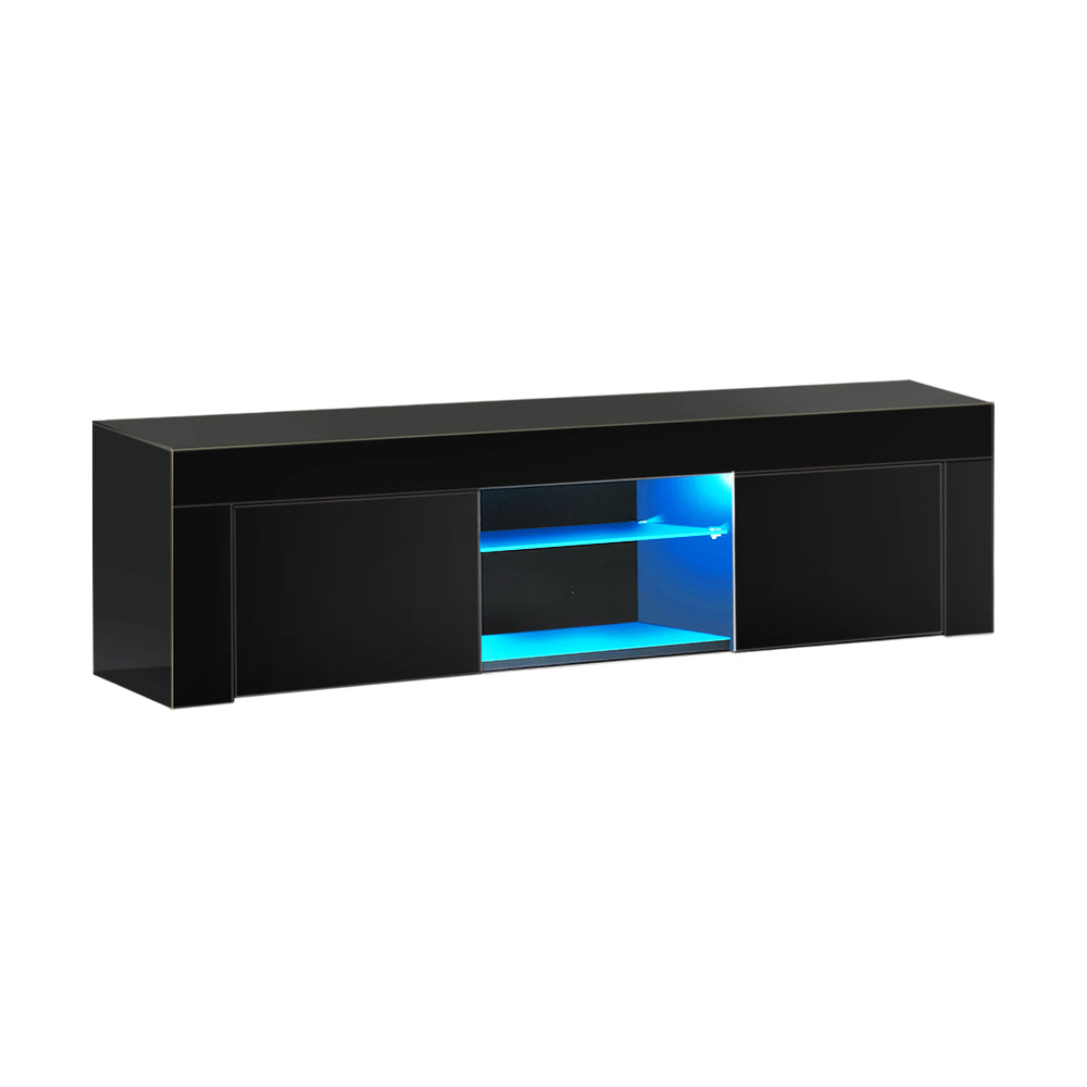 TV Stand Cabinet Entertainment Unit RGB LED Gloss 130cm Black Oikiture