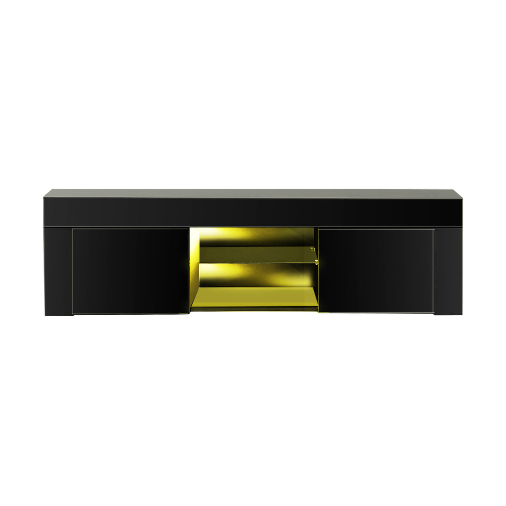 TV Stand Cabinet Entertainment Unit RGB LED Gloss 130cm Black Oikiture