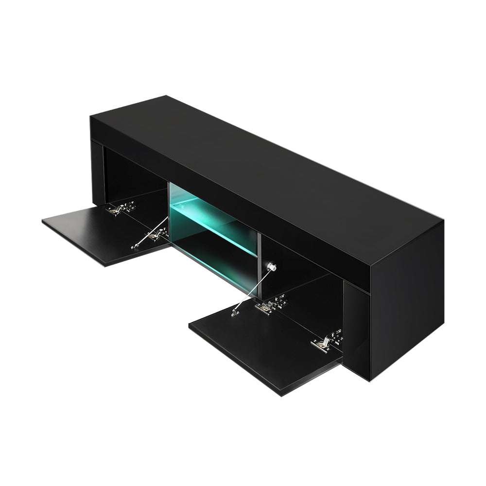 TV Stand Cabinet Entertainment Unit RGB LED Gloss 130cm Black Oikiture