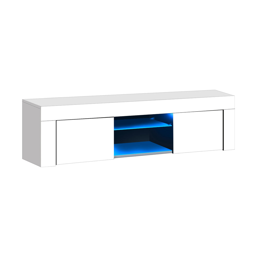 TV Stand Cabinet Entertainment Unit RGB LED Gloss 130cm White Oikiture