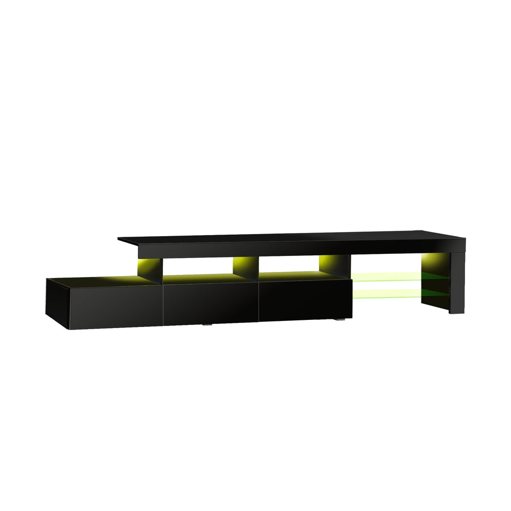 TV Stand Cabinet Entertainment Unit RGB LED Gloss Black 220cm