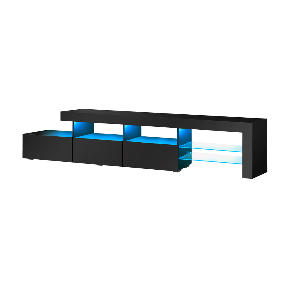TV Stand Cabinet Entertainment Unit RGB LED Gloss Black 220cm