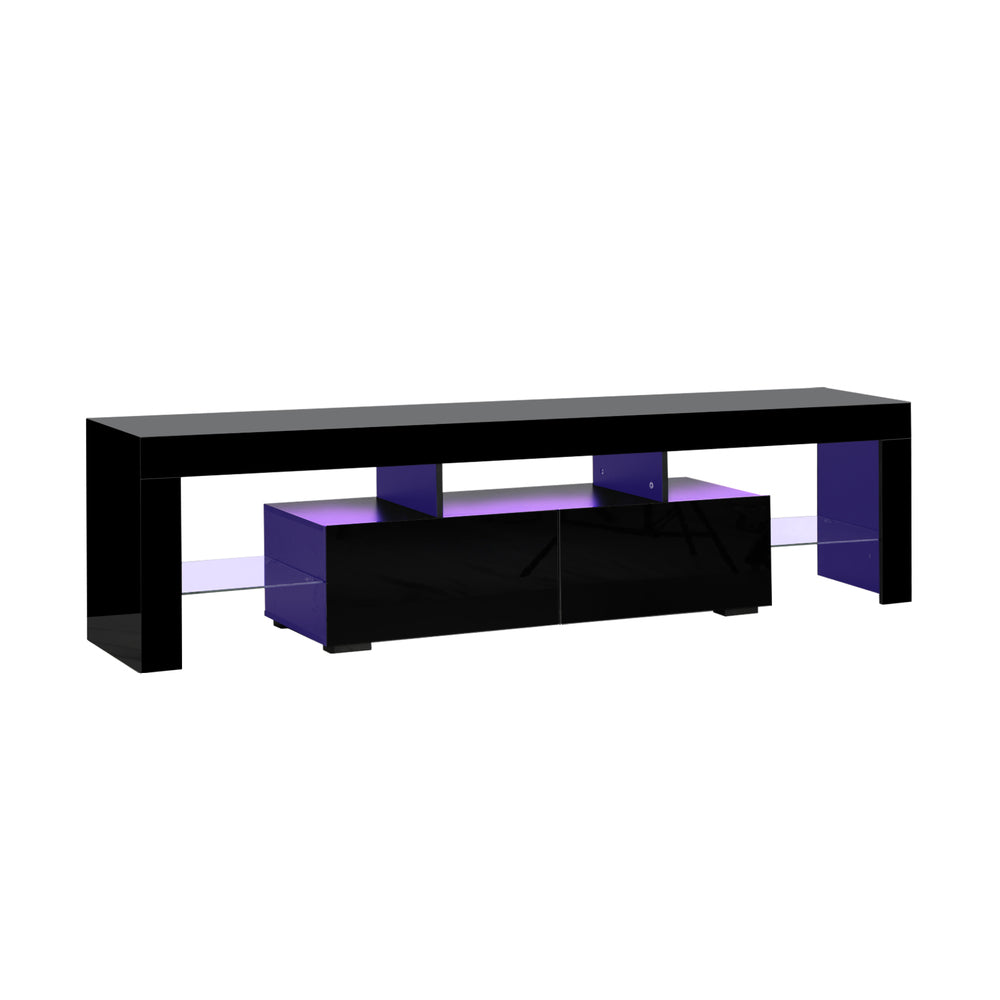 Entertainment Unit TV Stand Cabinet LED RGB Gloss Black 180CM