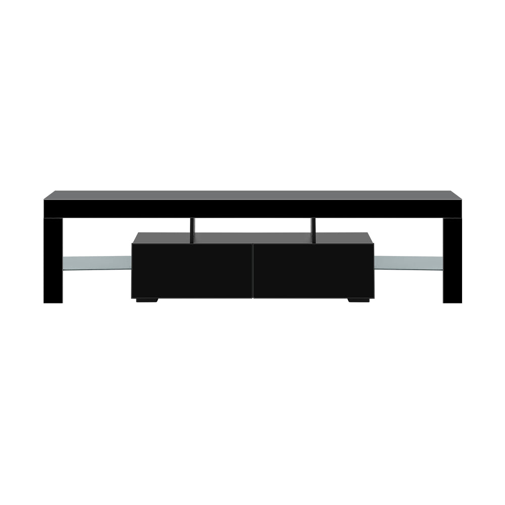 Entertainment Unit TV Stand Cabinet LED RGB Gloss Black 180CM
