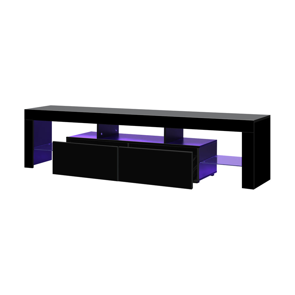 Entertainment Unit TV Stand Cabinet LED RGB Gloss Black 180CM