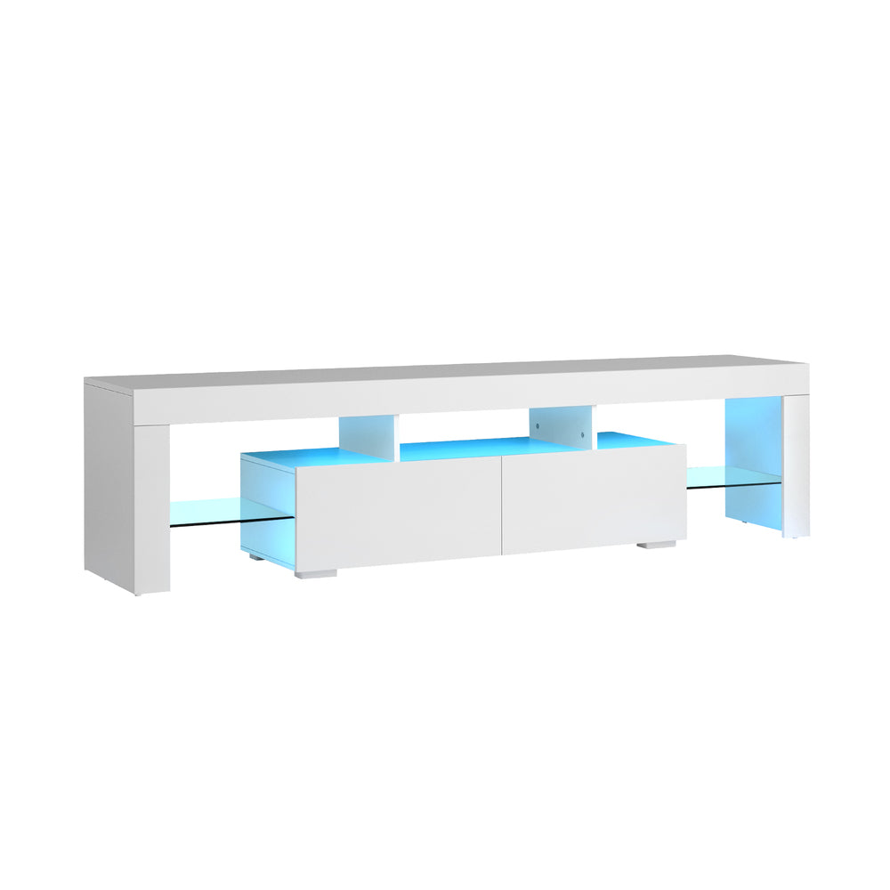 Entertainment Unit TV Stand Cabinet LED RGB Gloss White 180CM
