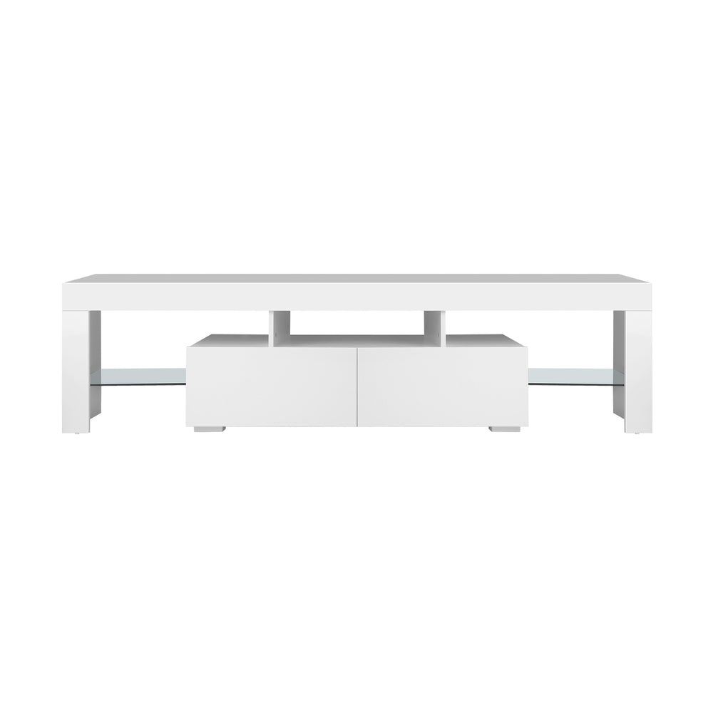 Entertainment Unit TV Stand Cabinet LED RGB Gloss White 180CM
