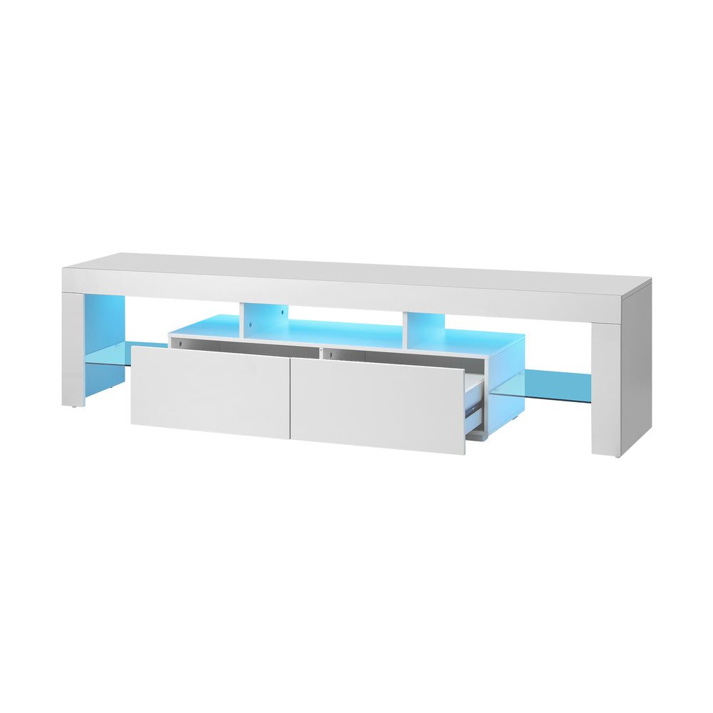 Entertainment Unit TV Stand Cabinet LED RGB Gloss White 180CM