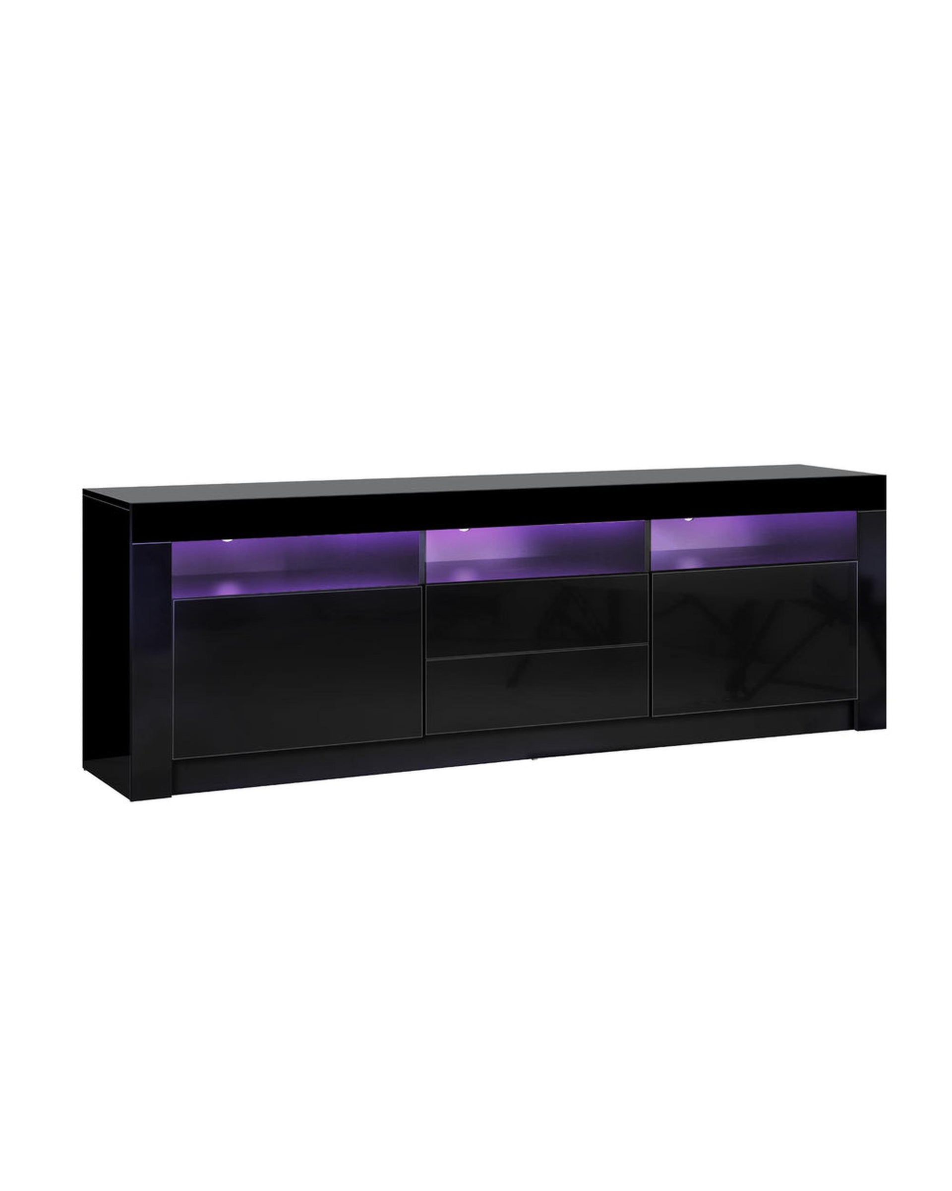 TV Stand Cabinet Entertainment Unit RGB LED Gloss Black 180CM Oikiture