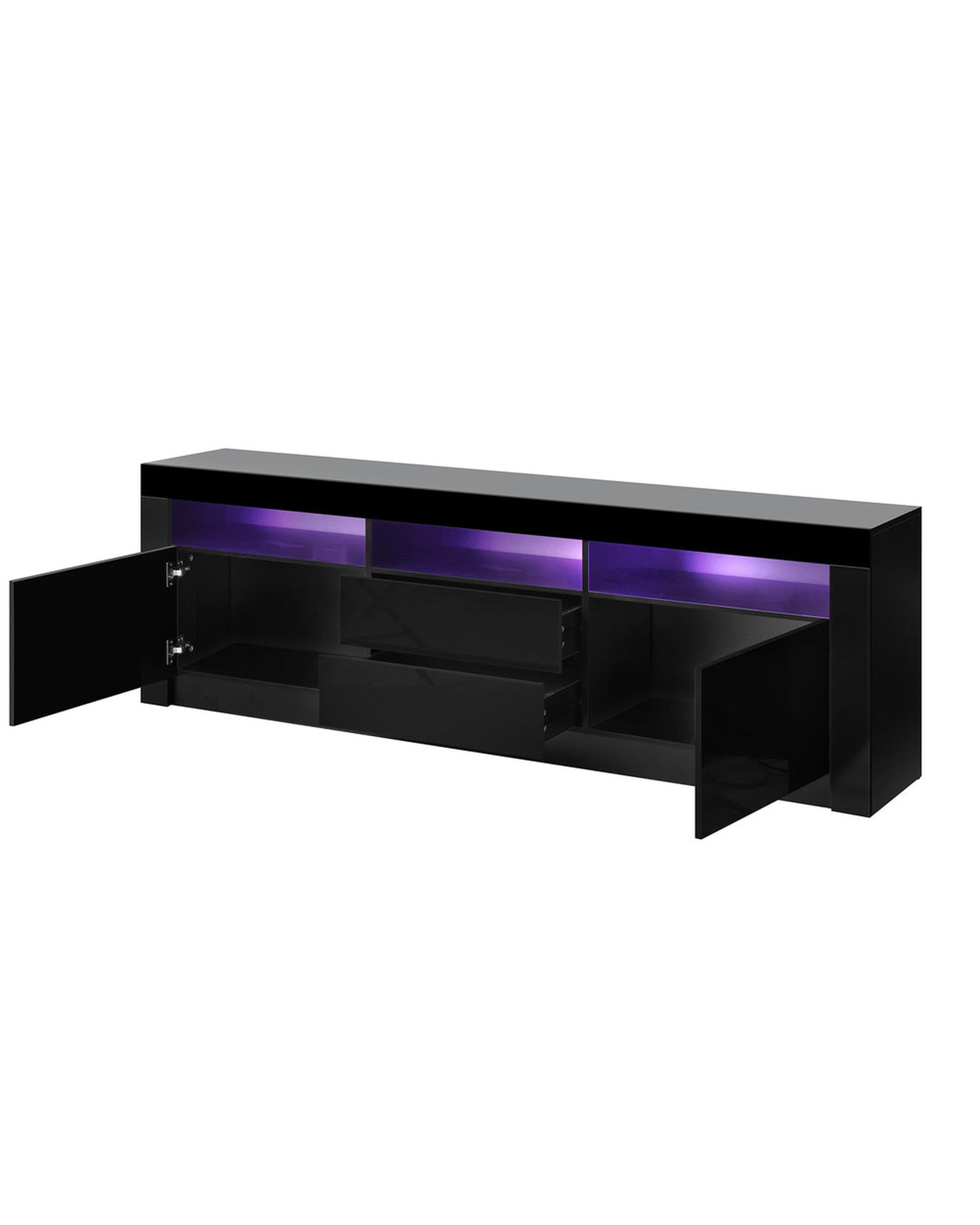 TV Stand Cabinet Entertainment Unit RGB LED Gloss Black 180CM Oikiture