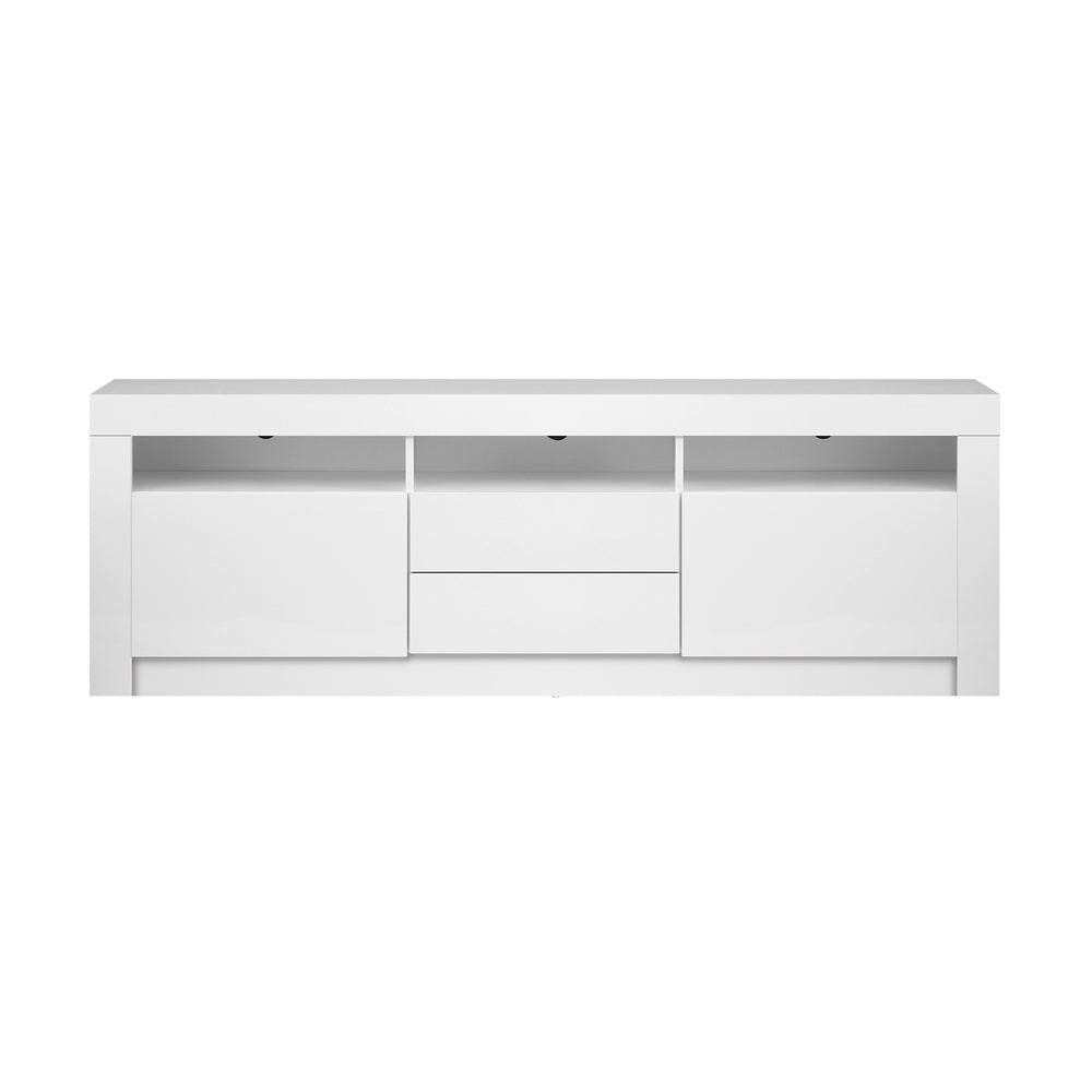 Entertainment Unit TV Stand Cabinet RGB LED Gloss White 180CM