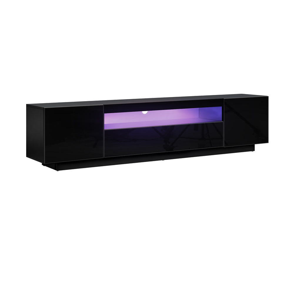 Entertainment Unit TV Stand Cabinet Gloss RGB LED Black 180CM