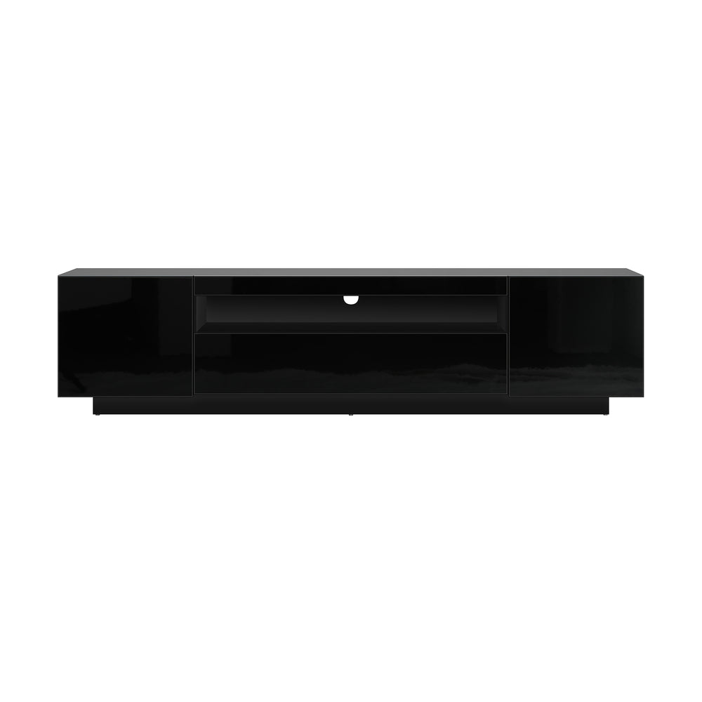 Entertainment Unit TV Stand Cabinet Gloss RGB LED Black 180CM