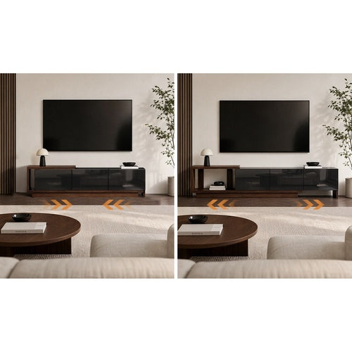 Oikiture 160-211cm Extendable TV Cabinet Entertainment Unit 3 Drawers