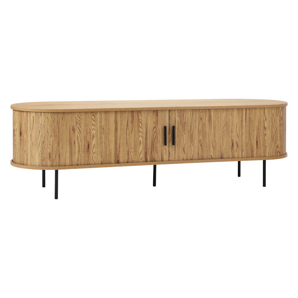 Entertainment Unit TV Stand Cabinet 160cm Tambour Doors Oak