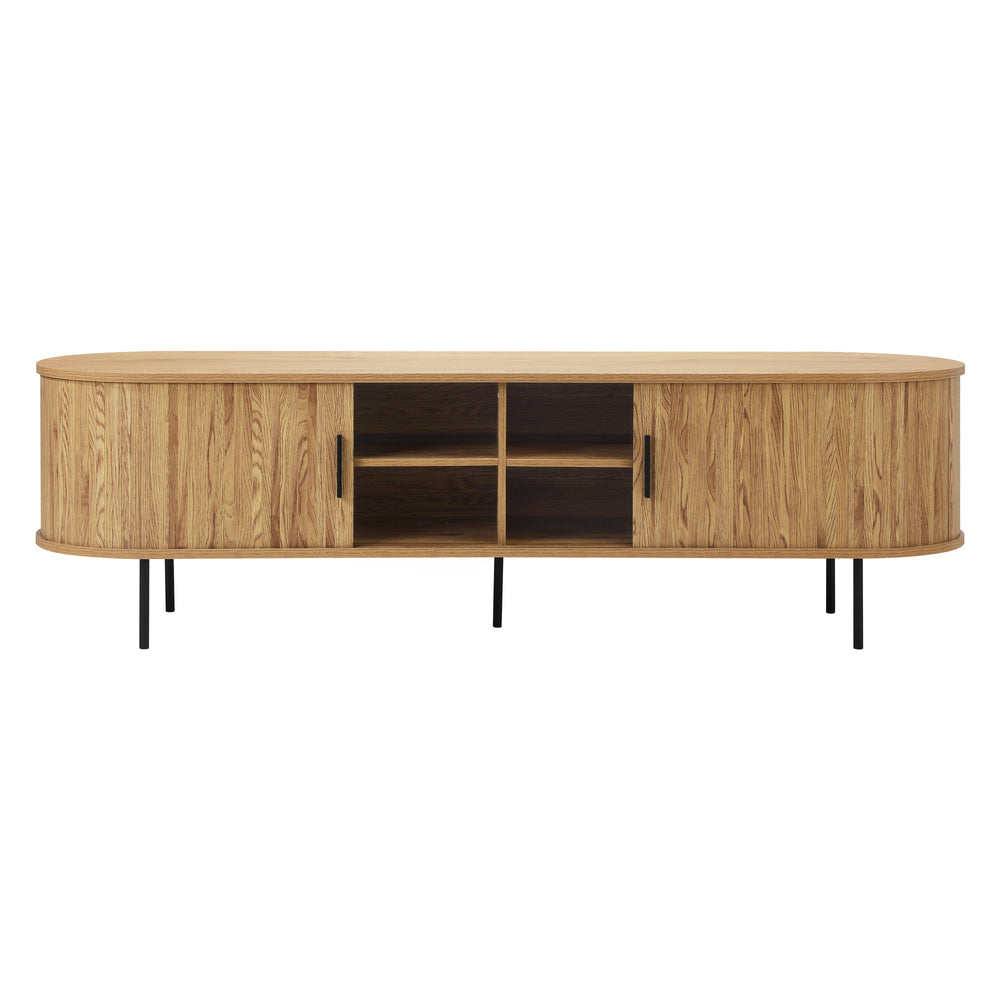 Entertainment Unit TV Stand Cabinet 160cm Tambour Doors Oak