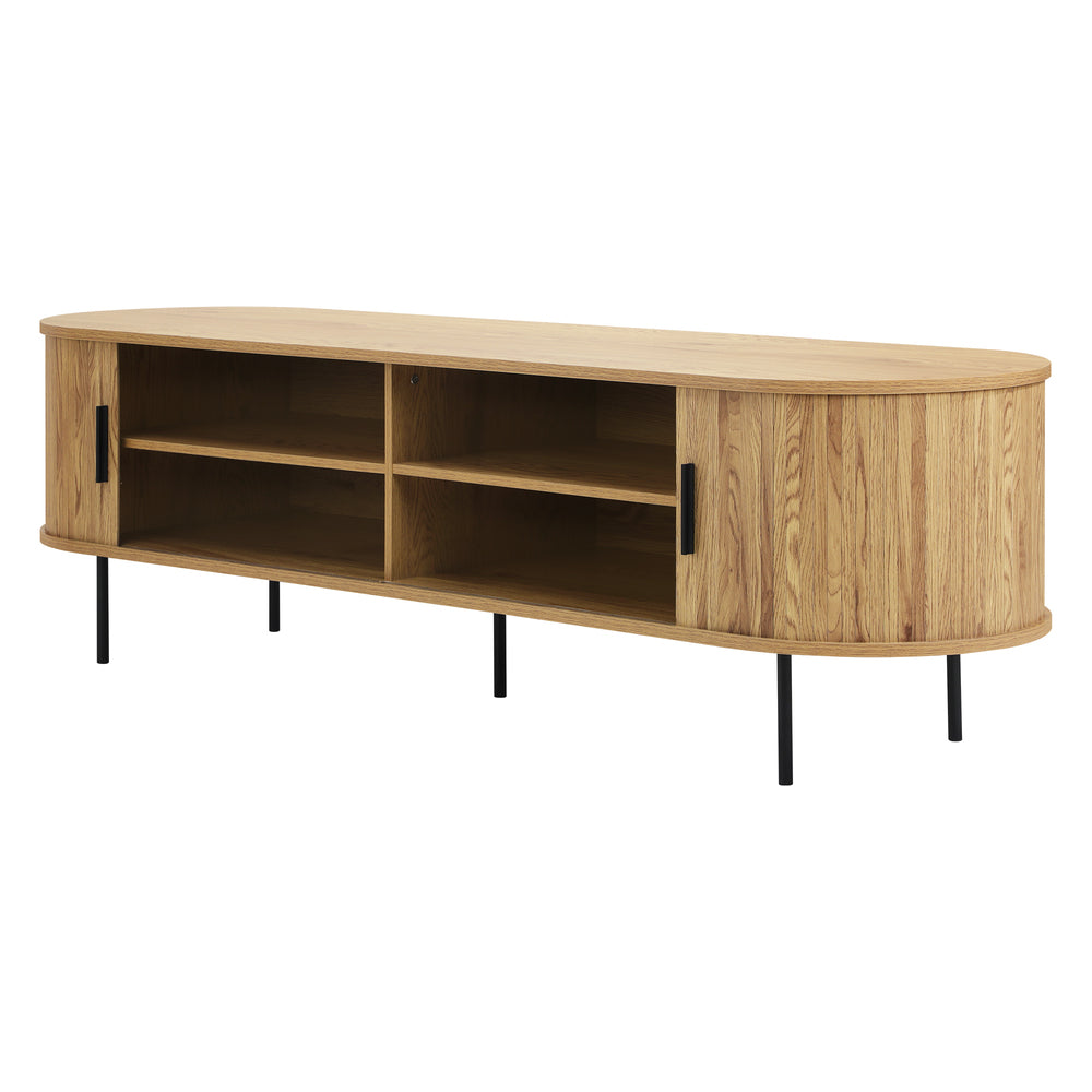 Entertainment Unit TV Stand Cabinet 160cm Tambour Doors Oak