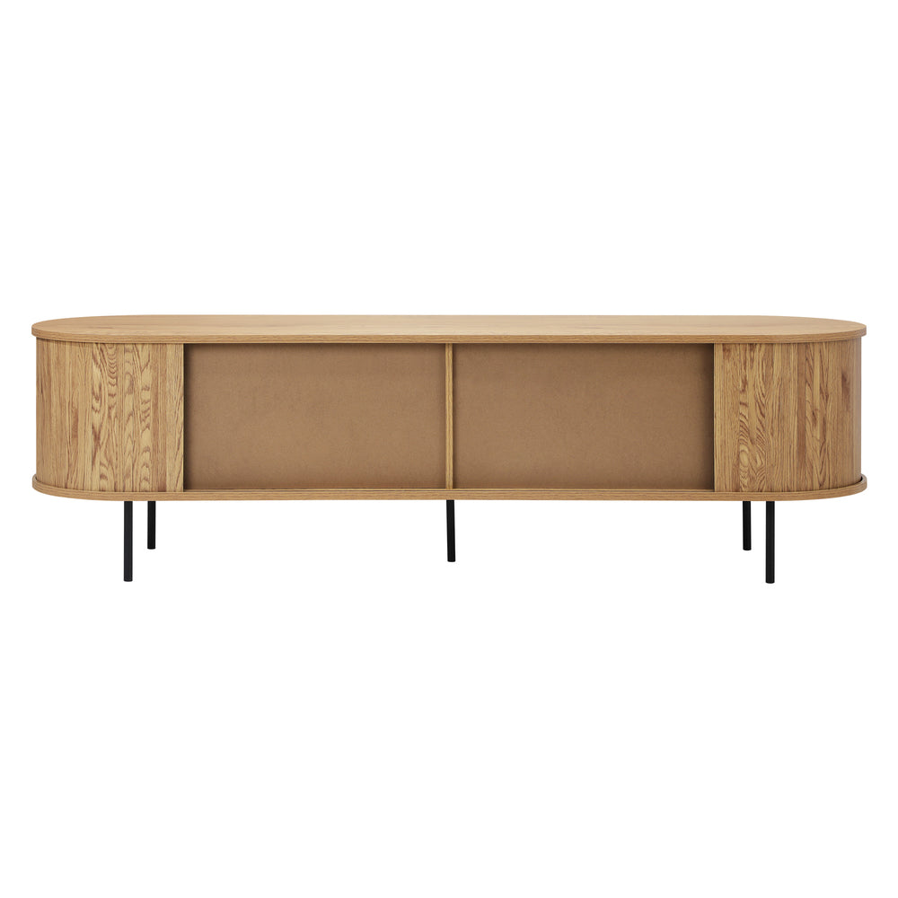 Entertainment Unit TV Stand Cabinet 160cm Tambour Doors Oak