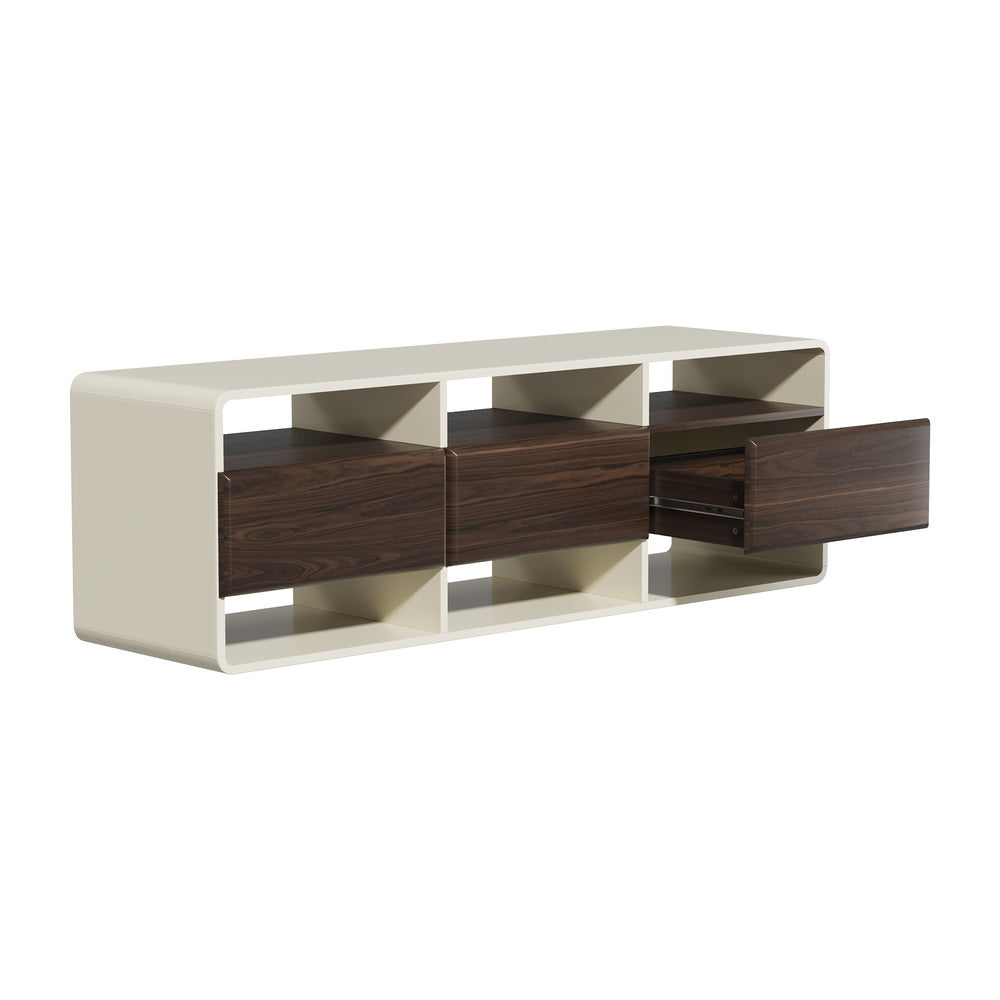 TV Cabinet Entertainment Unit Stand 3 Drawers 6 Open Shelves 140cm