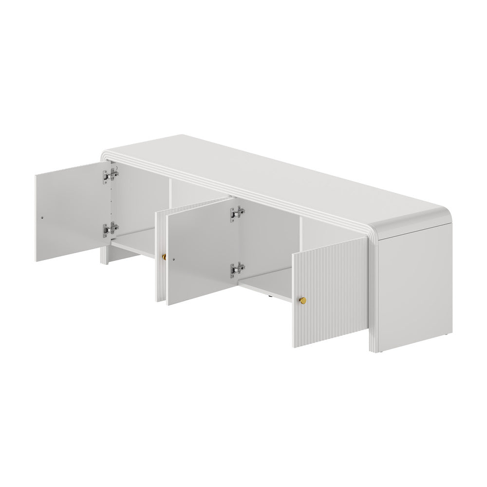 Oikiture TV Cabinet Entertainment Unit Stand 160cm Fluted Doors
