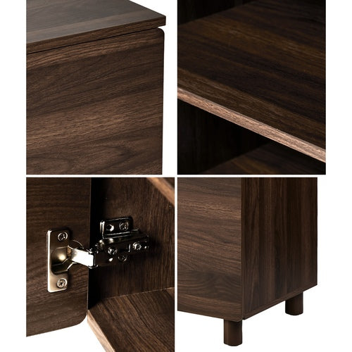 Oikiture 180cm TV Cabinet 4 Door Entertainment Unit Walnut