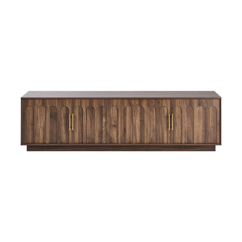 Oikiture TV Cabinet 180cm Entertainment Unit 4 Door Walnut