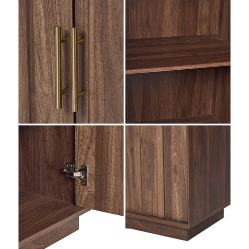 Oikiture TV Cabinet 180cm Entertainment Unit 4 Door Walnut