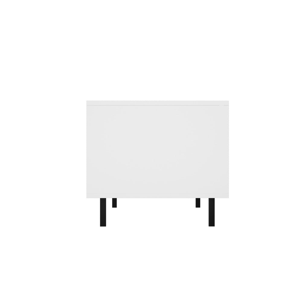 Entertainment Unit TV Stand with Tempered-glass Doors White