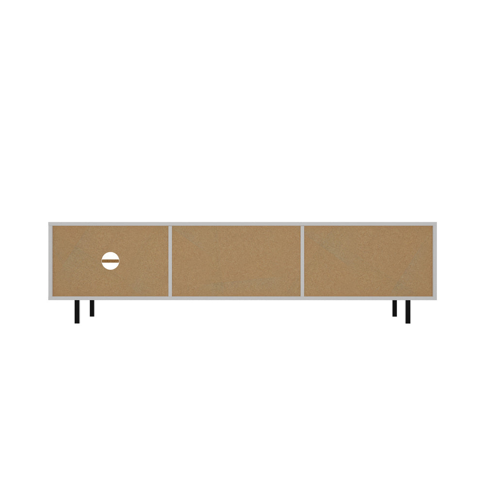 Entertainment Unit TV Stand with Tempered-glass Doors White