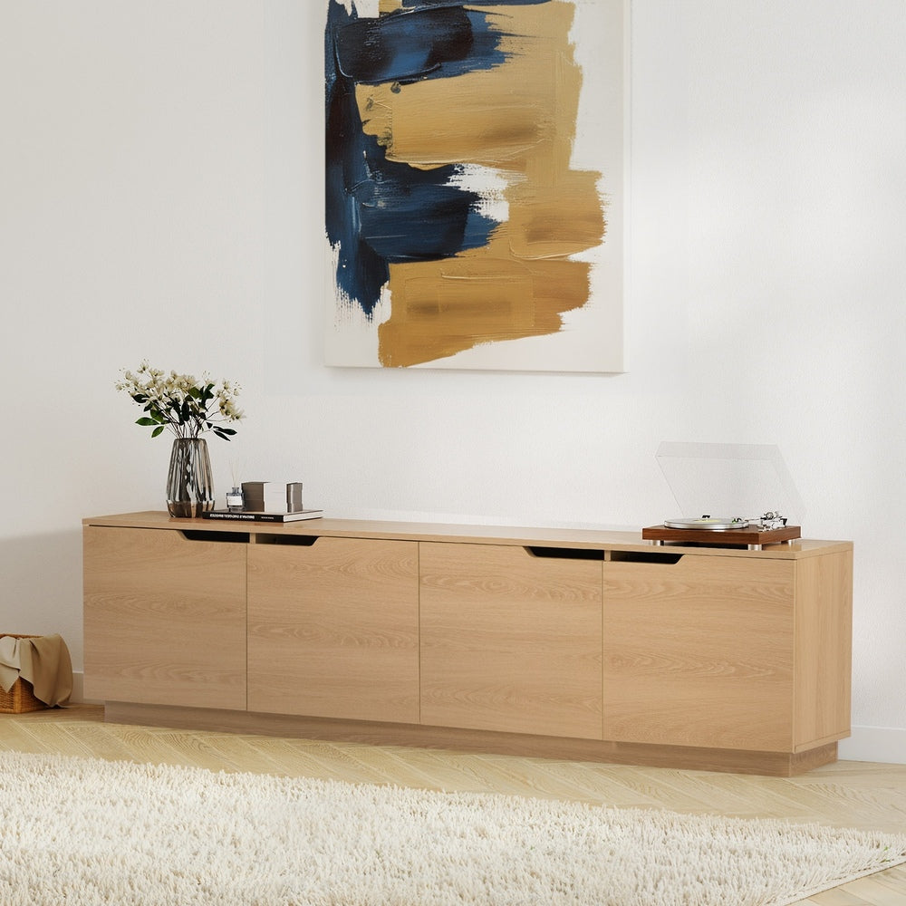 Oikiture TV Cabinet Entertainment Unit Wooden Storage Shelf 180cm