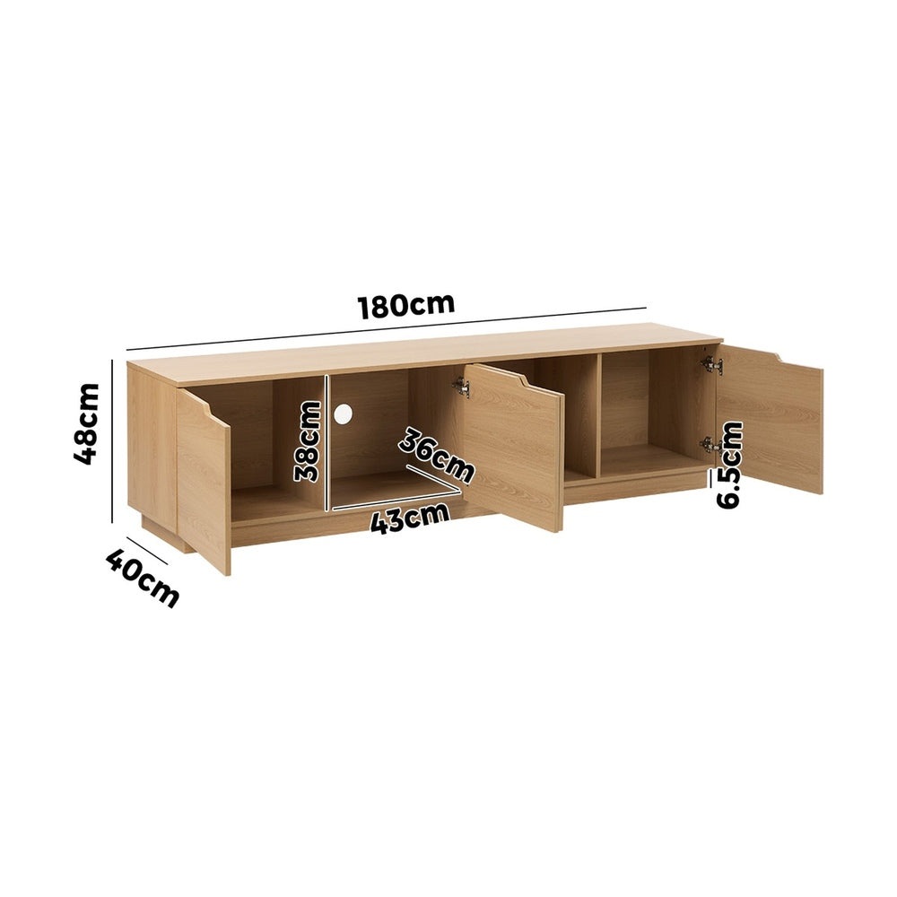 Oikiture TV Cabinet Entertainment Unit Wooden Storage Shelf 180cm