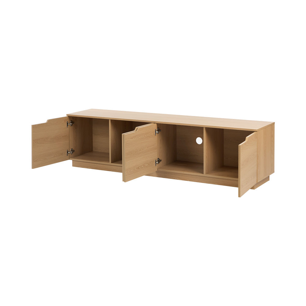 Oikiture TV Cabinet Entertainment Unit Wooden Storage Shelf 180cm