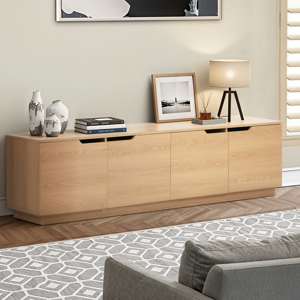 Oikiture TV Cabinet Entertainment Unit Wooden Storage Shelf 180cm
