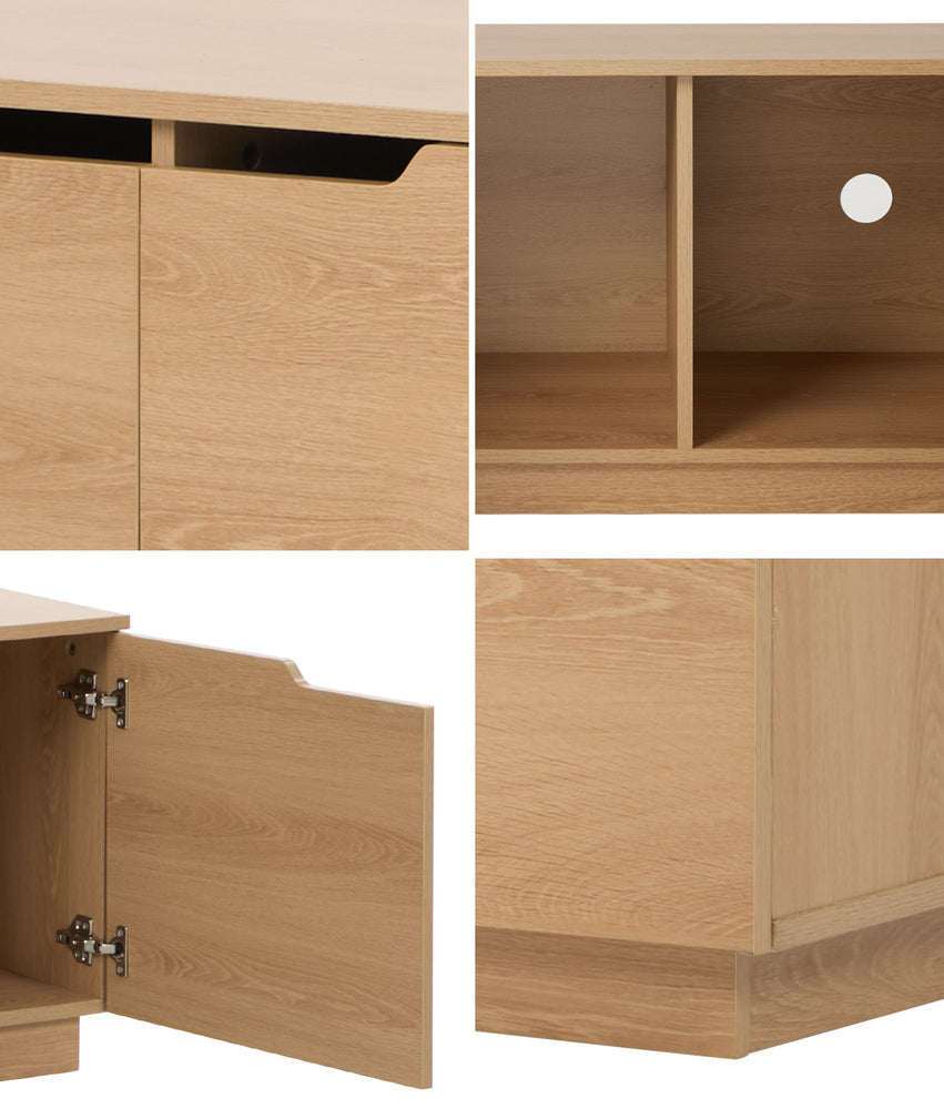 Oikiture TV Cabinet Entertainment Unit Wooden Storage Shelf 180cm