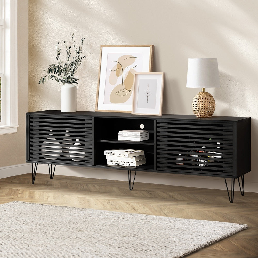 TV Stand Cabinet Entertainment Unit Sliding Door 180cm Black