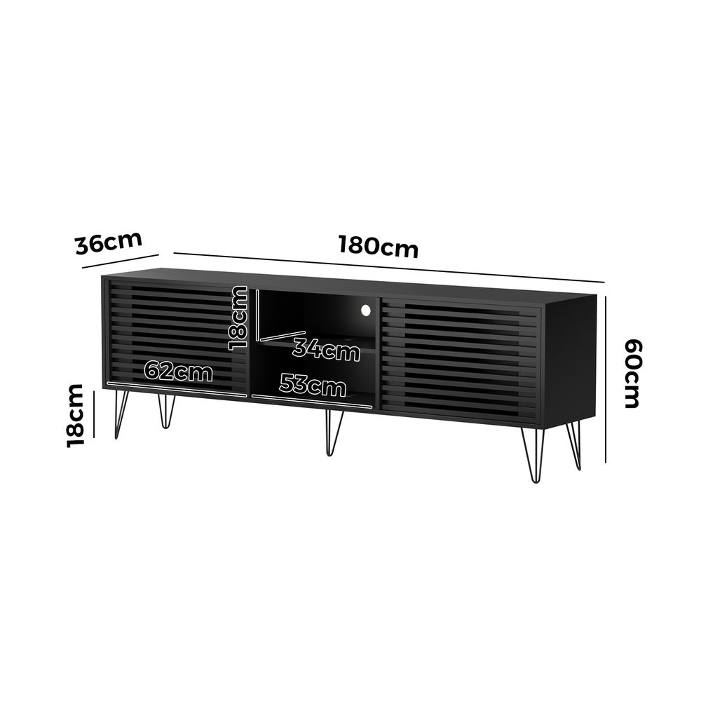 TV Stand Cabinet Entertainment Unit Sliding Door 180cm Black