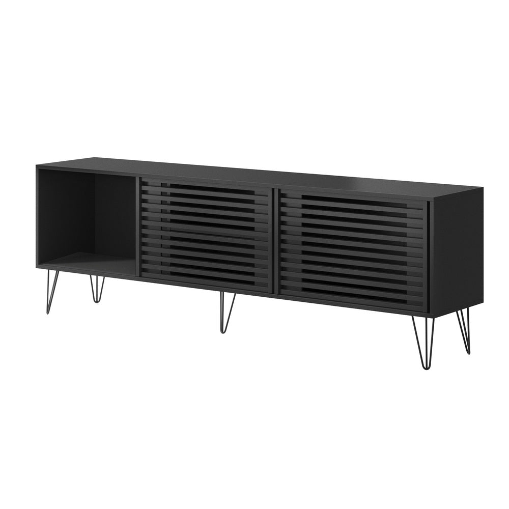 TV Stand Cabinet Entertainment Unit Sliding Door 180cm Black