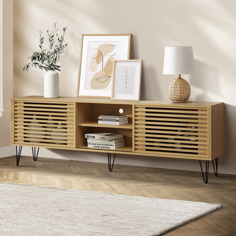 Entertainment Unit TV Stand with Sliding Door 180cm Natural