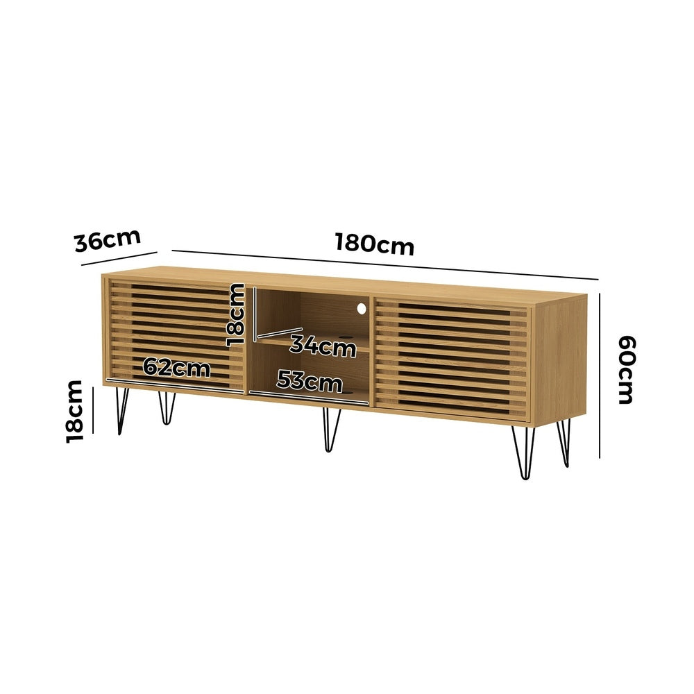Entertainment Unit TV Stand with Sliding Door 180cm Natural