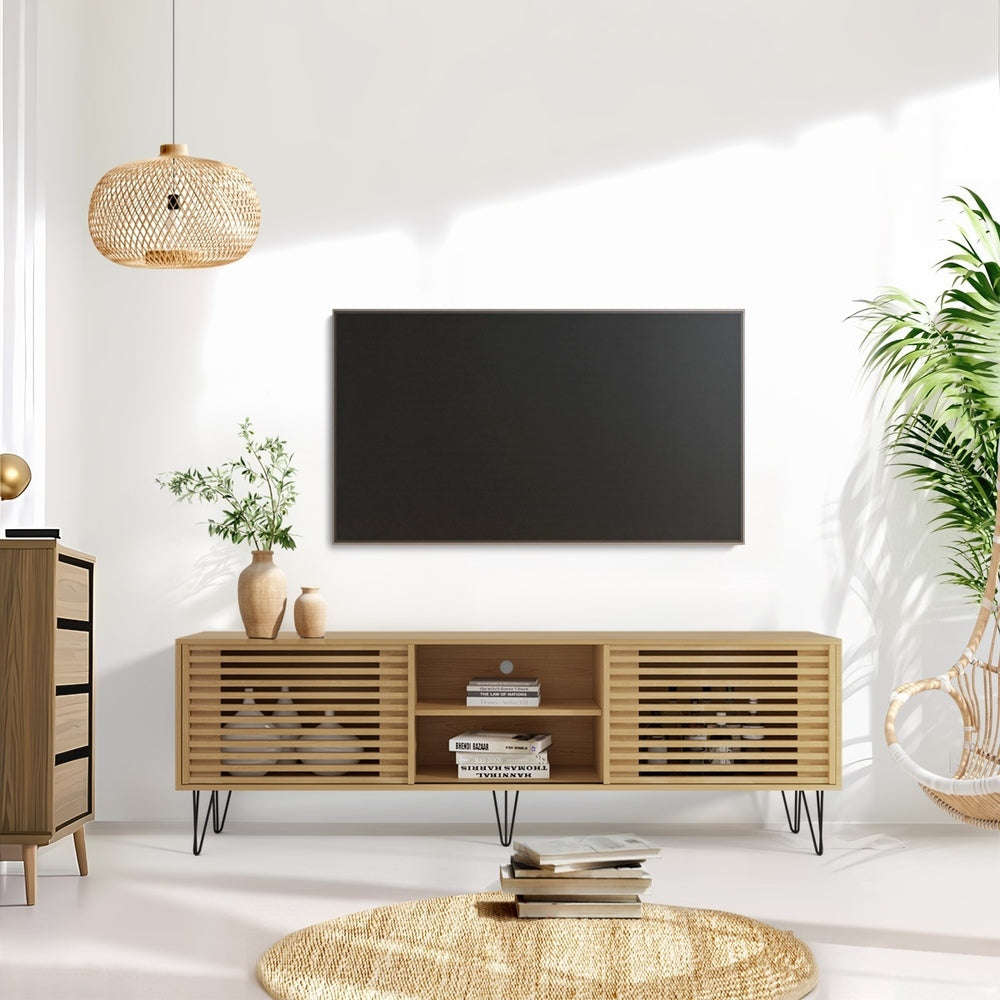 Entertainment Unit TV Stand with Sliding Door 180cm Natural