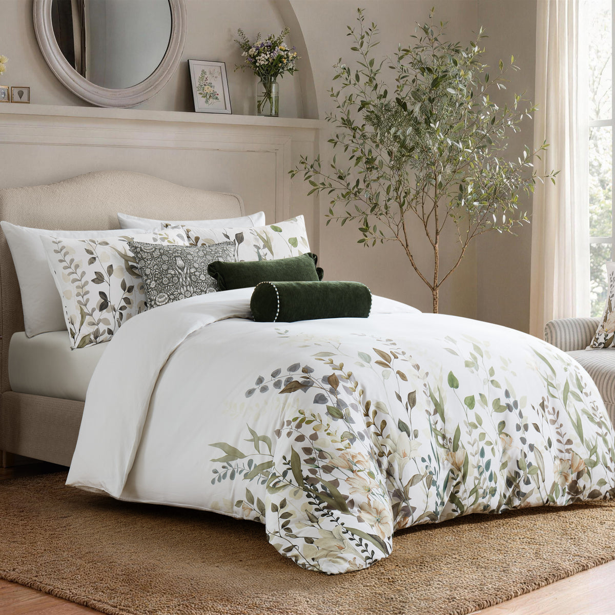 Laura Ashley Estelle Trail Green Quilt Cover Set