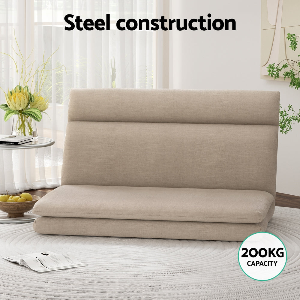 Floor Lounge Sofa Bed 2 Seater Linen Beige Artiss