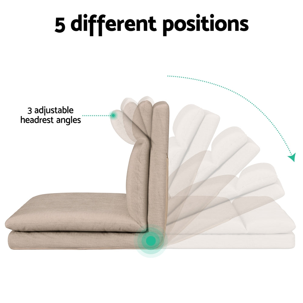 Floor Lounge Sofa Bed 2 Seater Linen Beige Artiss