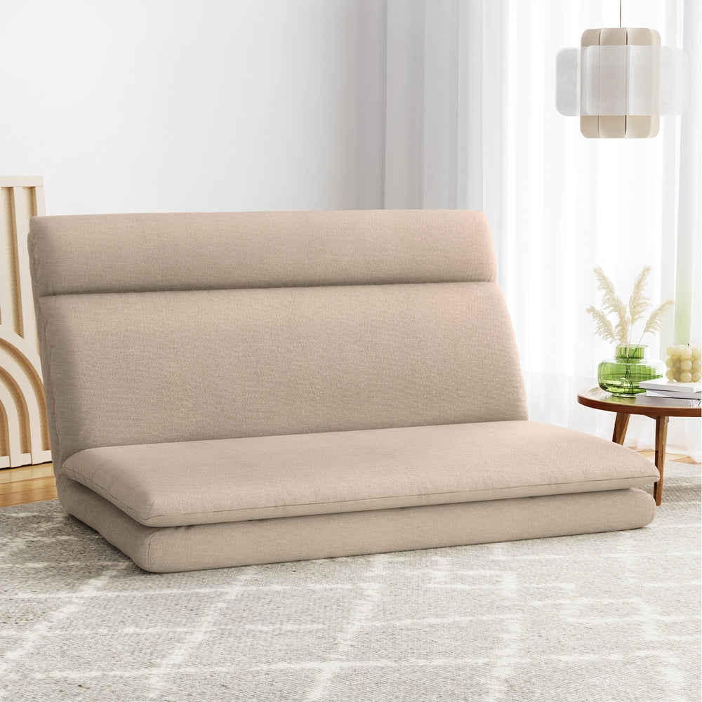 Floor Lounge Sofa Bed 2 Seater Linen Beige Artiss
