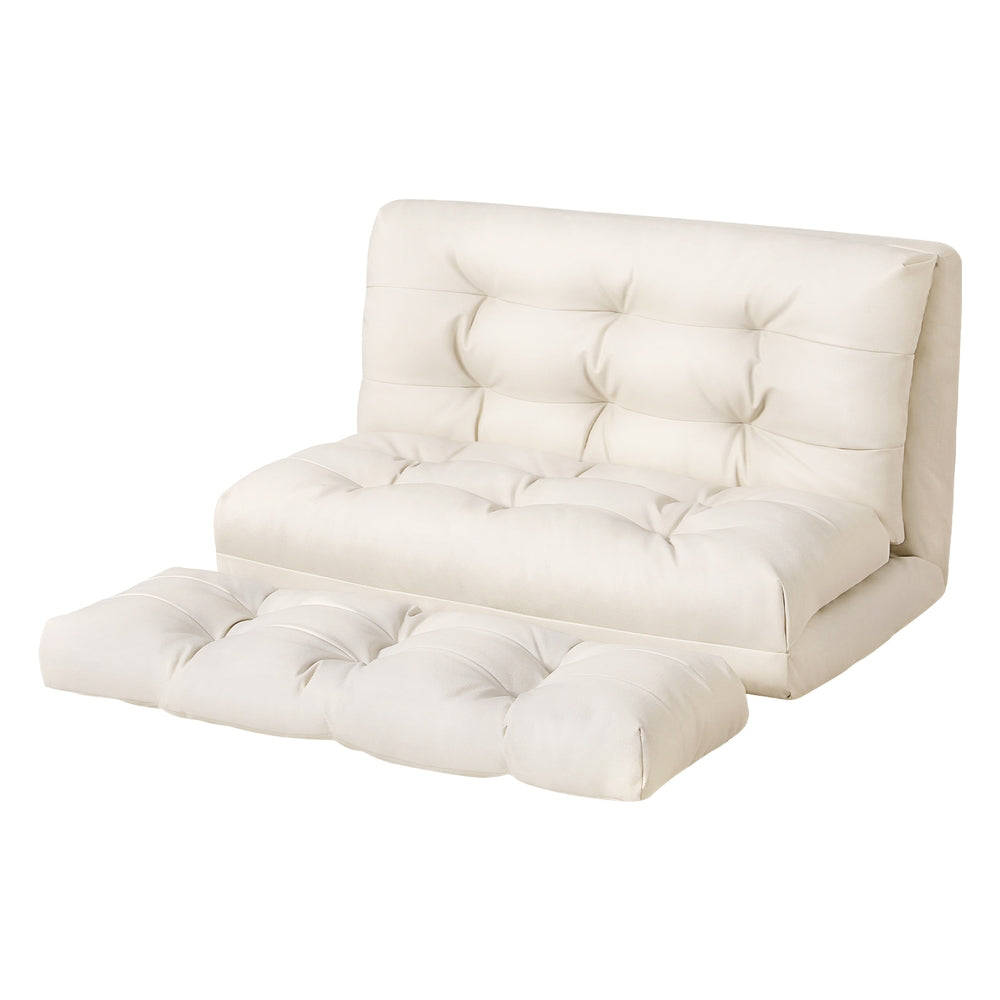 Floor Lounge Sofa Bed 2 Seater Pillow Leather White Artiss