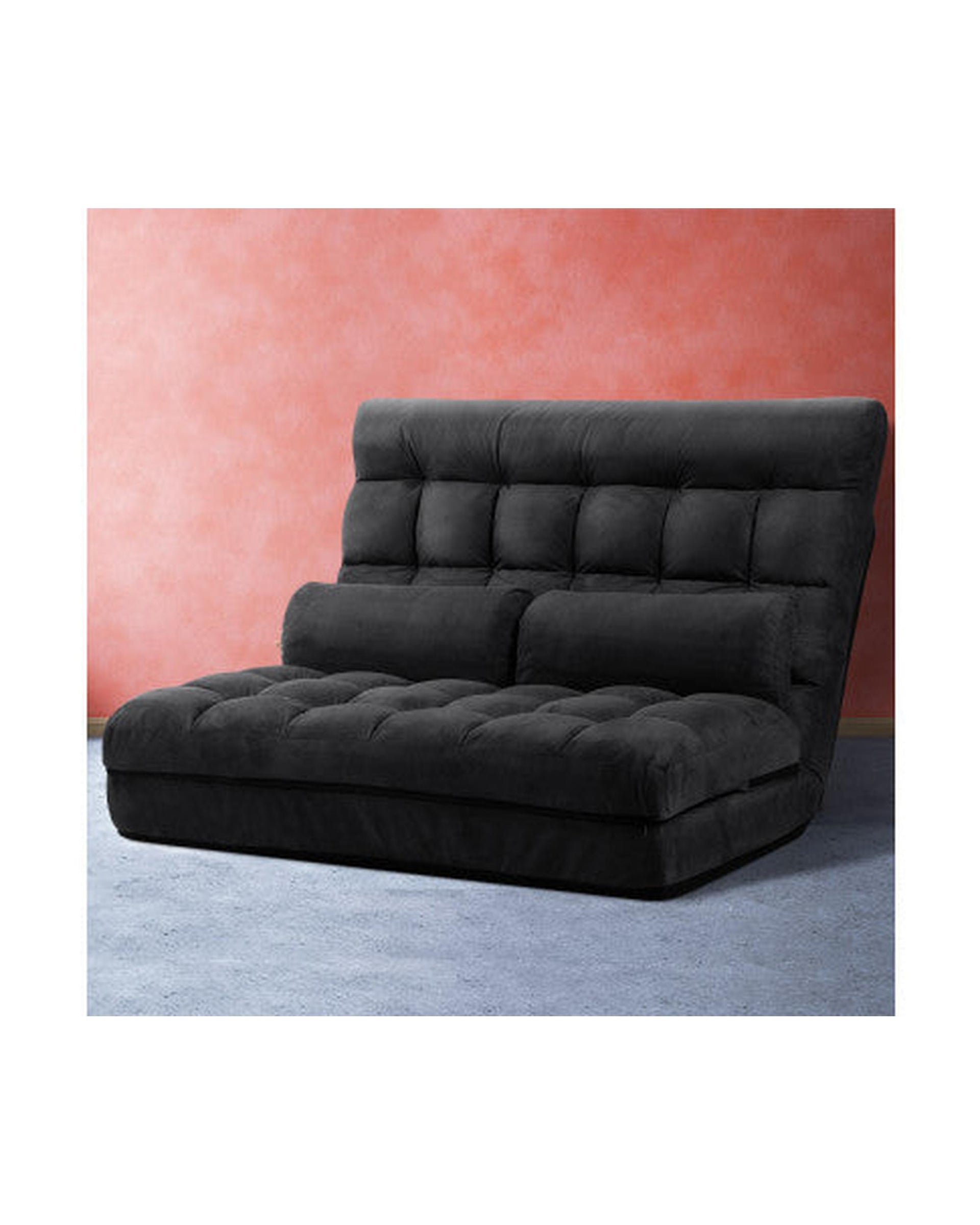 2-seater Adjustable Lounge Sofa - Charcoal Suede Artiss