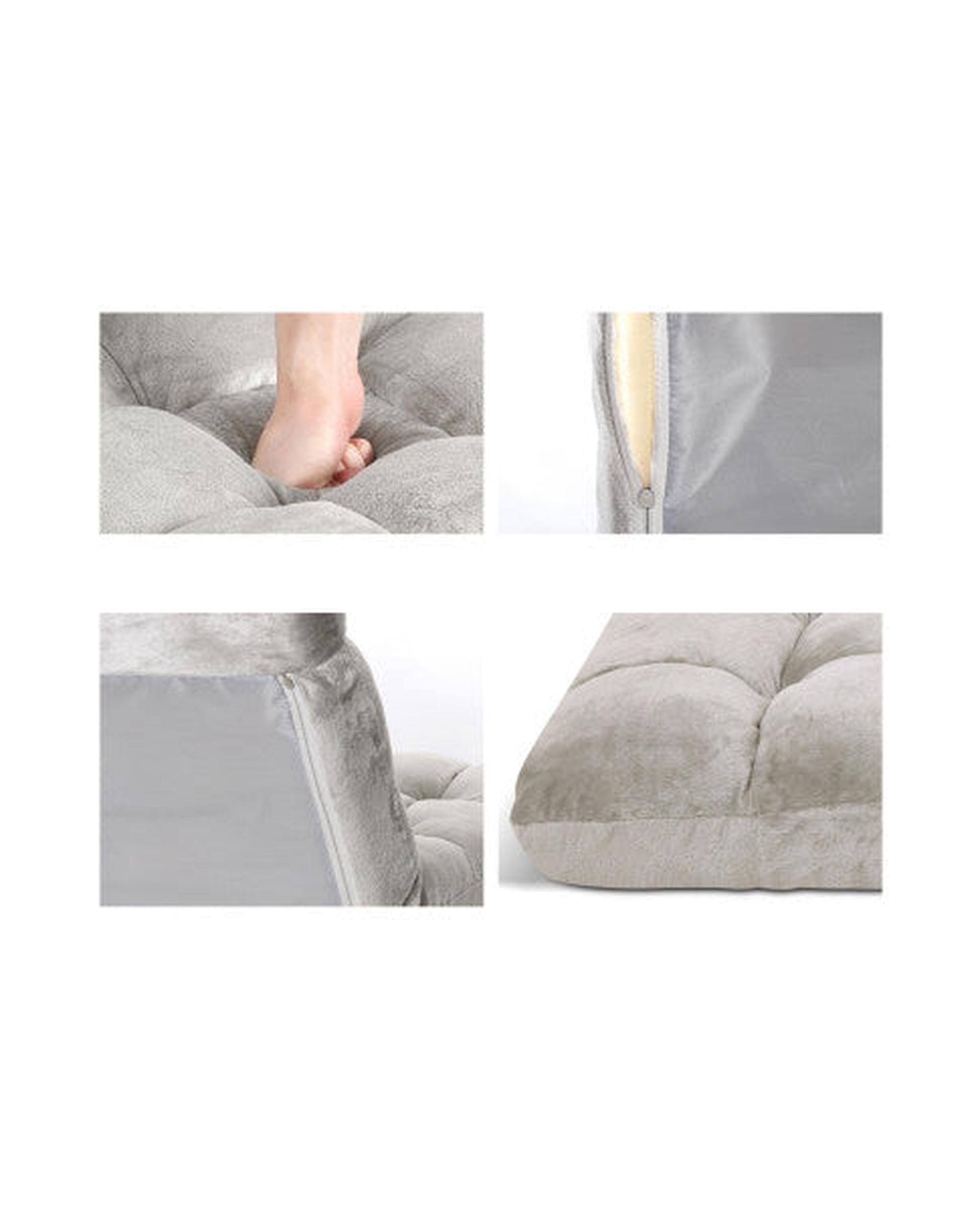 Lounge Sofa Bed Flannel Fabric Grey Artiss