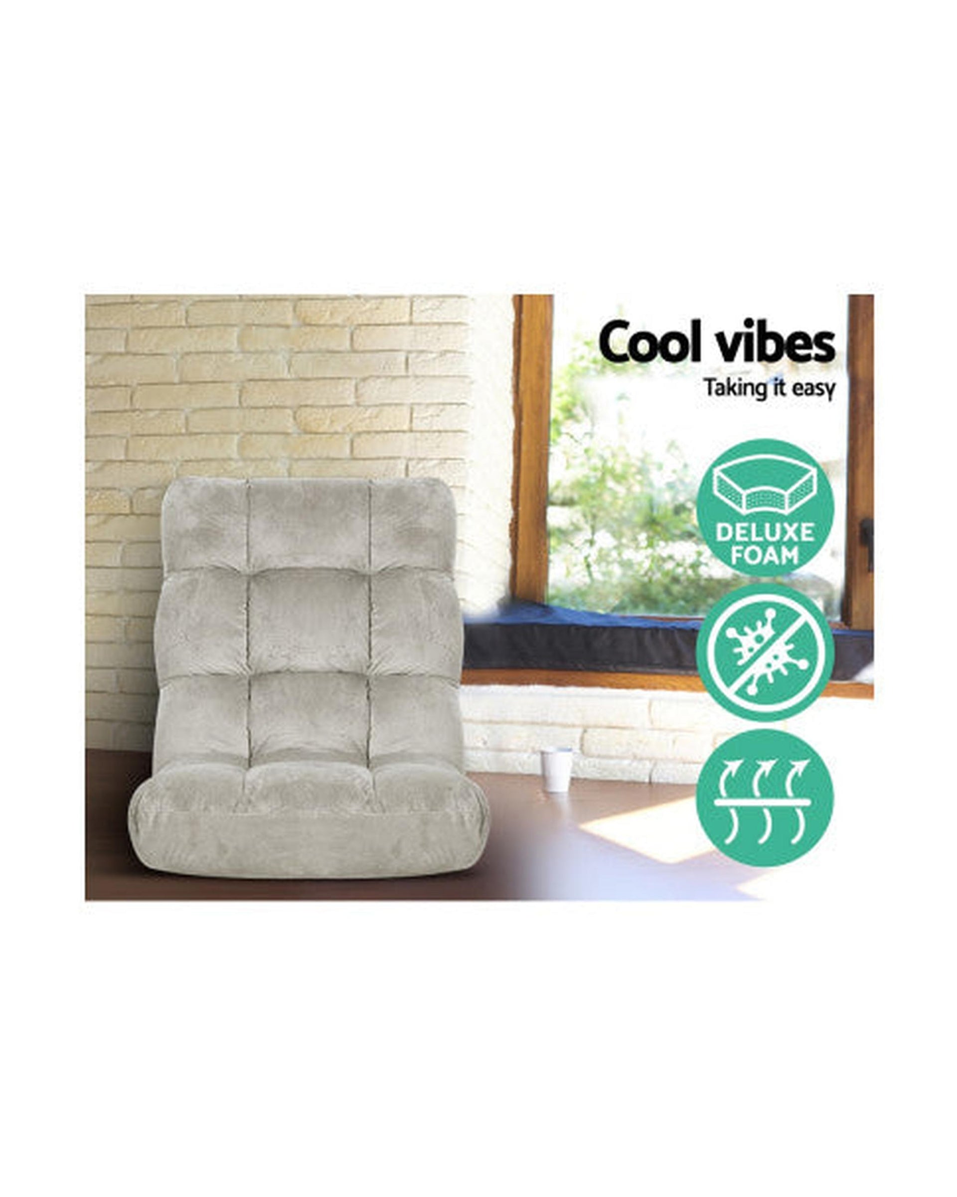 Lounge Sofa Bed Flannel Fabric Grey Artiss