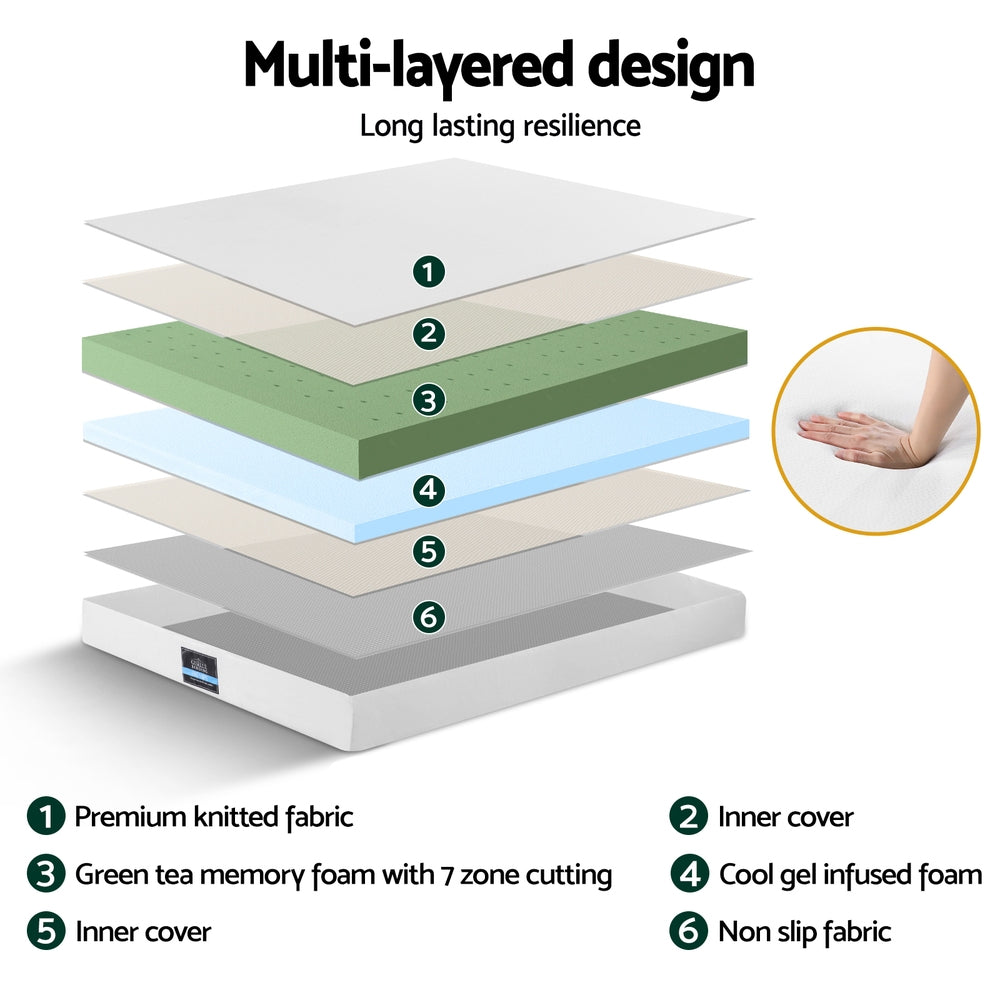 25cm Memory Foam Mattress Dual Layer Zipper Cover Cool Charcoal Foam Mattresses (Copy) Giselle