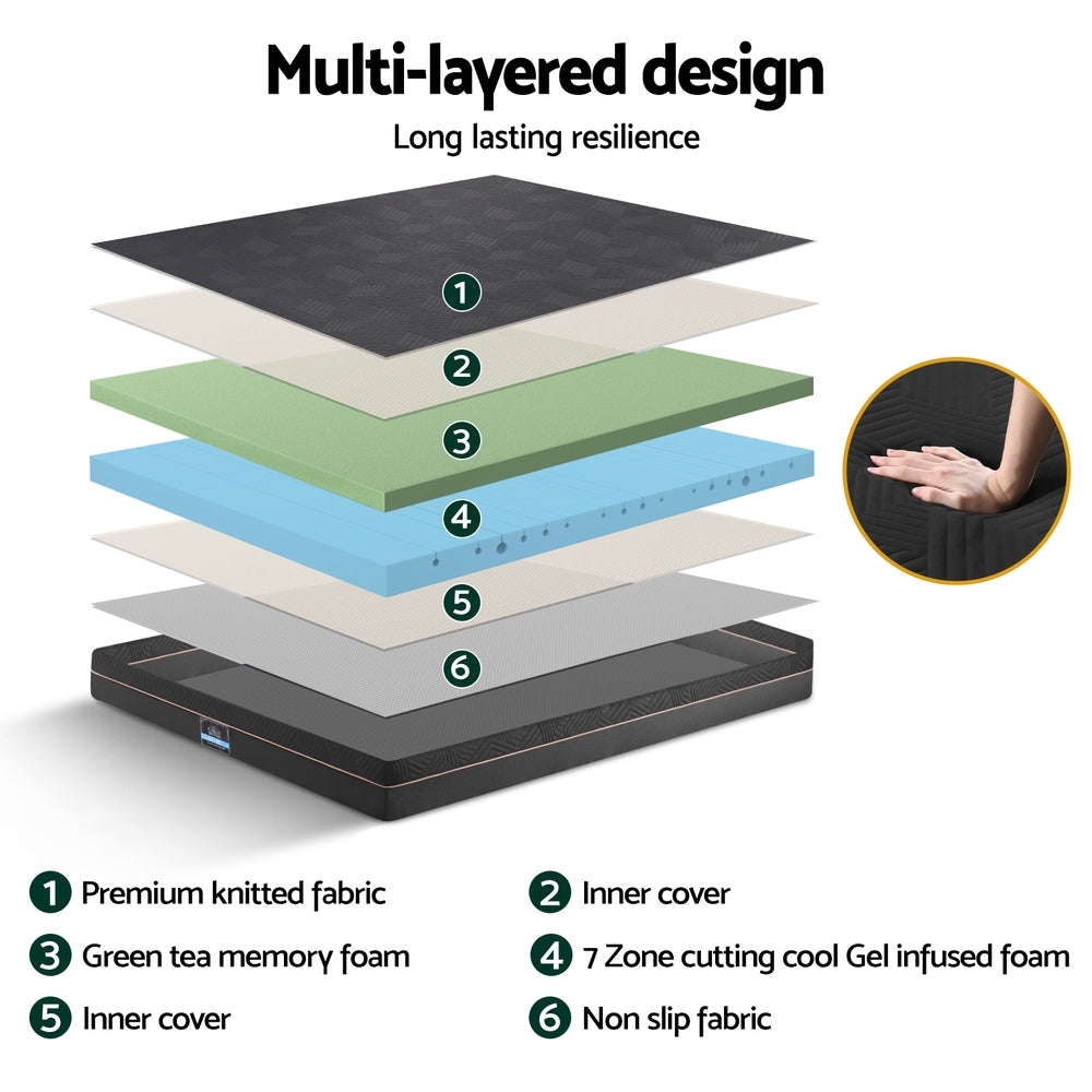 18cm Memory Foam Mattress Green Tea Foam Cool Gel Foam Mattresses Giselle